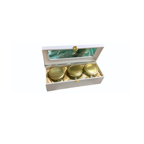 MDF Dry Fruit Box - MDF Material, 3x5x3.5 inches, White Color - 2 Compartments, Rectangular Shape, Polished Finishing, Ideal for Gift Use