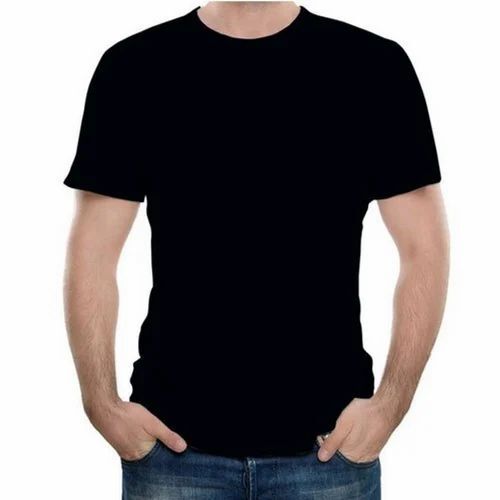 Men Poly Cotton T-Shirt - Short Sleeve, O-Neck, Black | Comfortable, Skin Friendly, Casual Wear