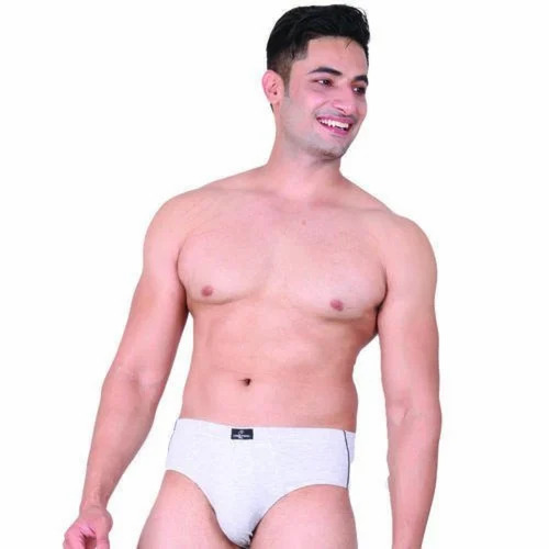 Mens Cotton Briefs - Cotton Material, White Color, New Condition | Outer Elastic Waistband, Plain Pattern, Designed for Men