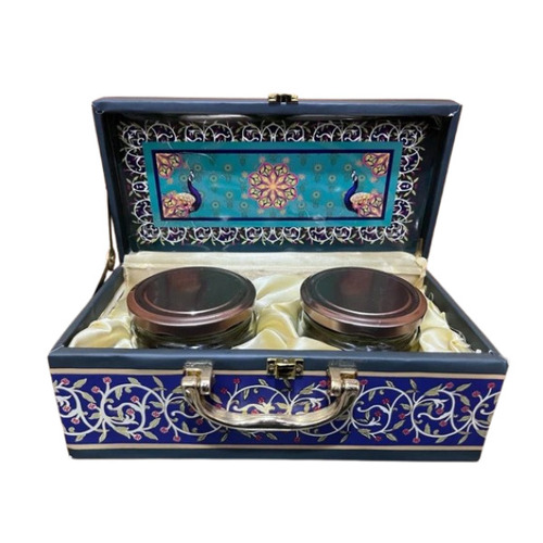 Pine Wood Gift Box - New Handmade Rectangular Design, Waterproof, Multicolor Finish with 2 Jars Included