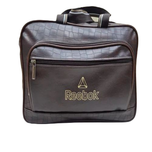 Printed Leather Bag - Leather, 17 Inch Size, Brown Color | Zipper Closure, Unisex Design, Shoulder Style Laptop Backpack