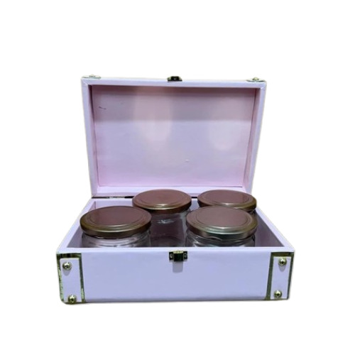 Handmade Rectangular Wooden 4 Jar Gift Box - New, Waterproof, White Wood | Ideal for Gifting