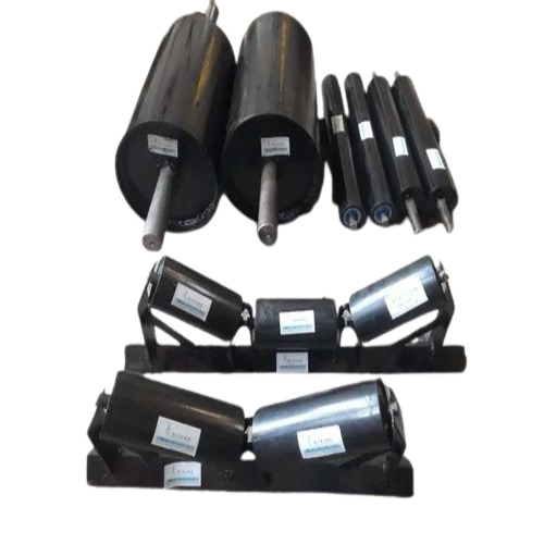 Rubber Impact Idler Roller - Mild Steel, Customized Size , Silver Color, Ideal for Industrial Applications