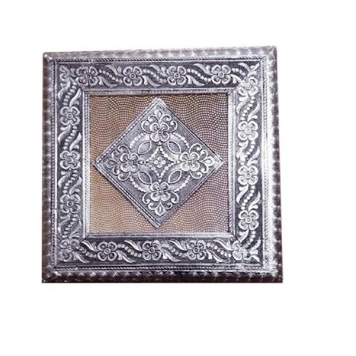 Square Fancy Gift Box - Wood Material, 10x10 Inch Size, Silver Color | Ideal for Gifts, New Condition, 170 gm Weight, 3 mm Thickness