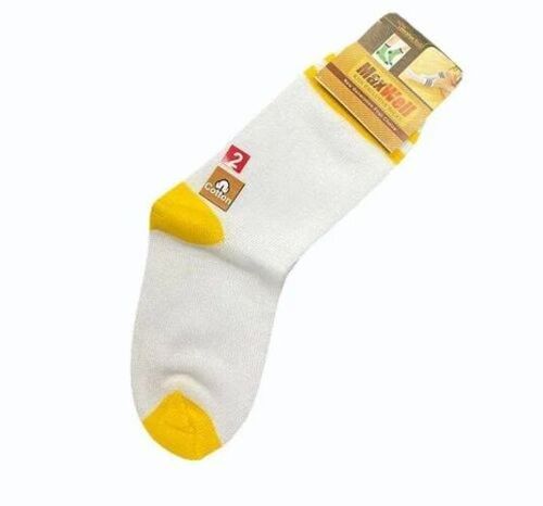 Striped School Socks - Cotton Material, White Color, All-Season Wear | Casual Sock Design, Washable, Striped Pattern, Good Condition