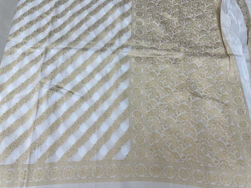 Viscose Jacquard Fabric - 100% Viscose, Ivory White | Washable, Shrink-Resistant, Plain Texture