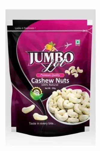 Cashew Nut Packaging Pouches - Plastic Material, Rectangular Shape, 200 to 250 gm Capacity | Multicolour Design, Ideal for Versatile Packaging