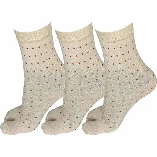 Casual Cotton Polka Socks - Beige Cotton, Washable | Daily Wear for Women, All Season Quality