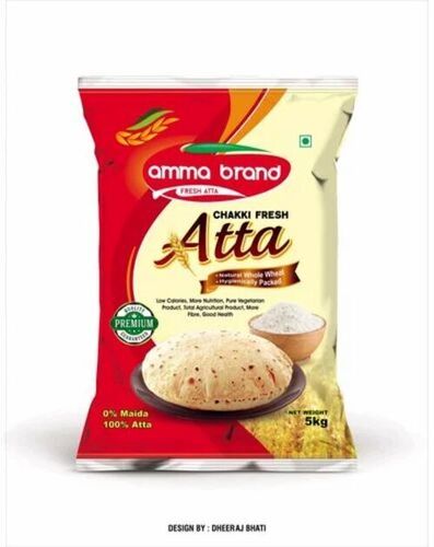 Flour Packaging Pouch - LDPE, 14x18 Inches, Multicolour | Center Sealed, Glossy Finish, Double Layer Lamination, Rotogravure Printing
