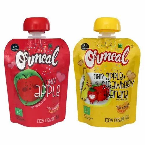 Juice Packaging Pouches - Digital Printed, Rectangular Plastic Pouches, 200 Gram Capacity, Multicolour Design