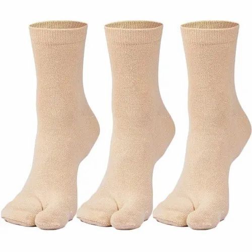 Ladies Woolen Toe Socks - Woolen Material, Washable, Beige Color | Daily Wear, All Season Comfort, Plain Pattern, Good Quality