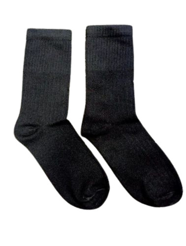 Mens Black Cotton Socks - Cotton Material, All Season Wear, Plain Pattern | Washable Design, Soft Fabric for Daily Comfort