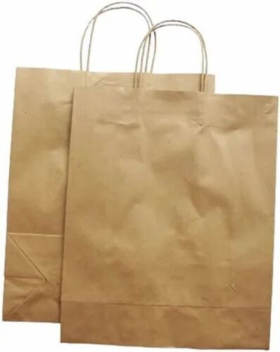 Kraft Paper Grocery Bag - 2 Kg Capacity, Brown Color, Twisted Paper Handle | Biodegradable, Moisture Proof, Eco-Friendly