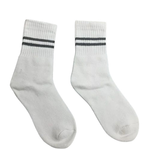 Printed Sneaker Socks - Cotton, Washable, Striped Design | White Color, Daily Wear for Men, All-Season Comfort