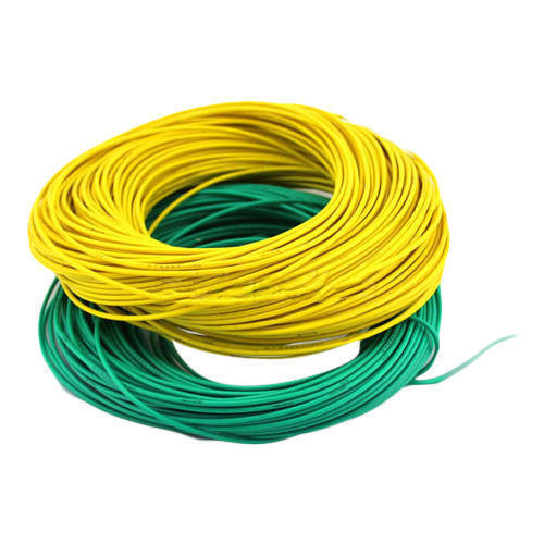PVC Wire - Copper Conductor, 90 Meter Length | Yellow & Green, Durable PVC Insulation, 1 Year Warranty, Industrial Usage