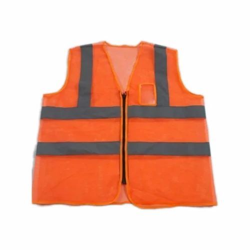 Safety Jacket - Polyester O-Neck, Unisex Size All , Reflective Features without Sleeves
