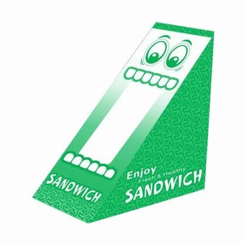 Sandwich Packaging Boxes - Craft Paper, Triangle Shape, Green Color | Eco-Friendly Design with Durable and Versatile Usage