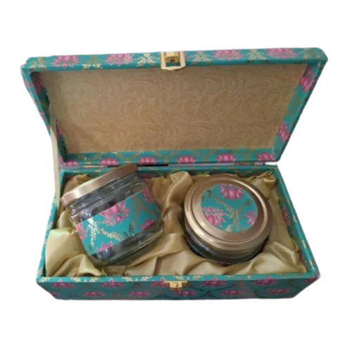 2 Jar Dry Fruit Gift Box - MDF Board 10x5x3.5 inches Multicolor | Impeccable Finish Smooth Texture Attractive Pattern