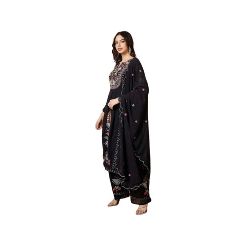 Black Embroidered Georgette Suit