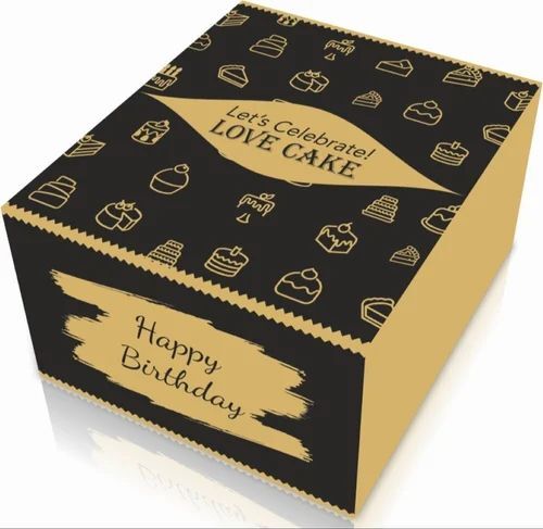 Corrugated Paper Cake Box - 1000 Gram Capacity 10x10x5 Inches Square Size Multi Color | Printed Design 450 GSM Corrugated Paper