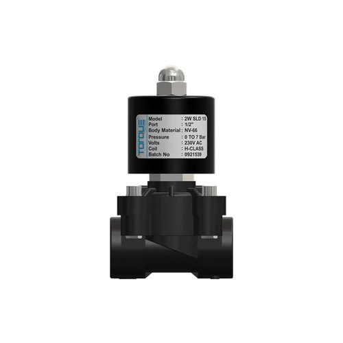 Diaphragm Operated Solenoid Valve - Nylon, 0.5 Inch Size, Black, Threaded End Connection, Low to Medium Pressure Application | Industrial Use, High Pressure Performance, Durable Metal Components