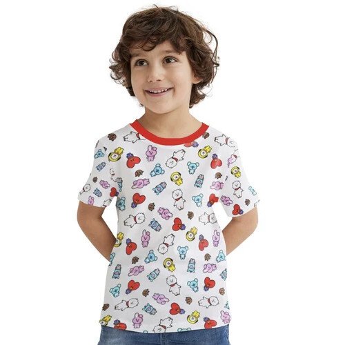 Kids Boys Half Sleeve Printed T-Shirt - 0-3 Years, Multicolor Canvas | No Fade, Shrink Resistant, Washable