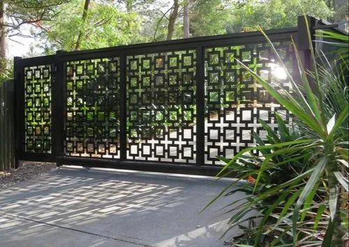 Laser-Cut Decorative Metal Sliding Gate