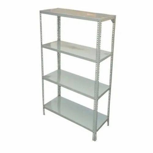 Mild Steel Slotted Storage Rack - Color: White