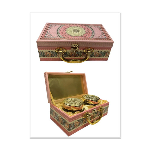 Printed Wooden Gift Box - Wood, 500 gms, Square Size, Multicolor, 2 Compartments | Ideal for Gifting, Customized Design, Plain & Printed Options