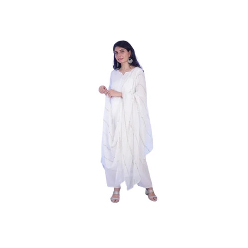 White Full Sleeve Georgette Suit