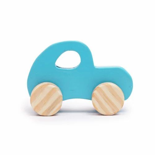 Wooden Kids Toy - Handmade Wooden Car Toy for Baby Playing, Blue Color | Long Life, Perfect Shape, Ideal for Ages 0-3 Years