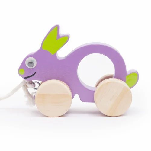 Wooden Rabbit Push Toy - Handmade Wooden Design, Purple Color & Long-Lasting Durability | Perfect Shape for Babies Age 0-3 Years
