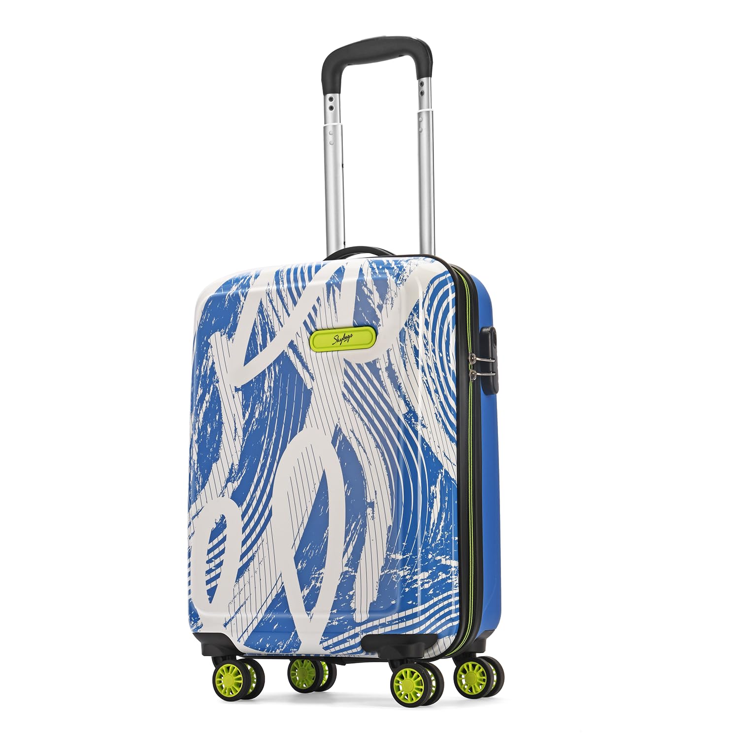  Skybags Stroke Cabin Abs Hardshell Luggage (55 Cm) | Printed Luggage 4 Wheel Inline Trolley Bag with 8 Wheels and in-Built Combination Lock | Unisex, Blue...