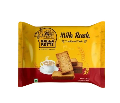 Rusk Packaging Pouch - BOPP 8x12 Inches Multicolour | Gusseted Printed with Rotogravure Multi Layer Lamination Heat Sealed Matte Finish