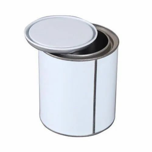 Tin Container - 1 kg Capacity Plain Pattern | Round Shape White Color Food Safety Grade Aluminum Lacquer Metal Material Surface Handling Decal