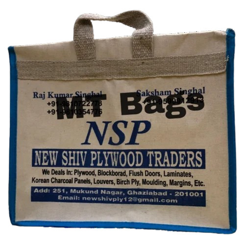 Blue Printed Canvas Bag - Canvas Material, 20 Kg Capacity, Multicolor Design with Loop Handle | Stylish Printed Pattern, Easy to Carry