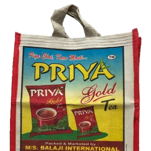 Canvas Printed Tea Bag - Canvas Material, Loop Handle, 20 Kg Capacity, Multicolor Printed Design | Ideal for Storing and Transporting Tea