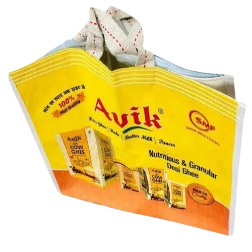 Cow Ghee Canvas Bag - Canvas, 20 Kg Capacity, Multicolor, Printed Design, Loop Handle | Ideal for Versatile Carrying and Eco-Friendly Use