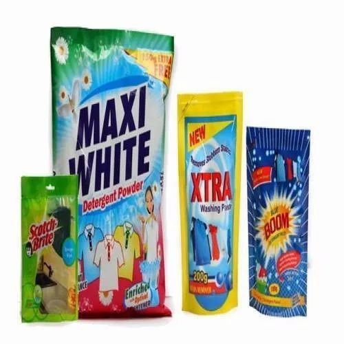 Detergent Powder Packaging Pouch - Plastic Material, Multicolour Design | Durable and Versatile Packaging Solution