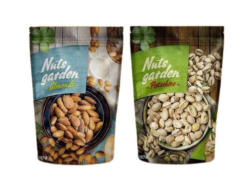 Dry Fruits Packaging Pouches - Plastic Material, Multicolour Design | Durable and Versatile Use