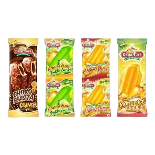 Ice Cream Packaging Pouch - PE (Polyethylene) Glossy Printed Design Multicolour | Customized Pouch for Vibrant Branding Solutions