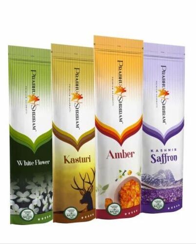 Incense Stick Packaging Pouch - PET (Polyester) Material, Heat Sealed Closure, Multicolour Printed Design, Glossy Finish