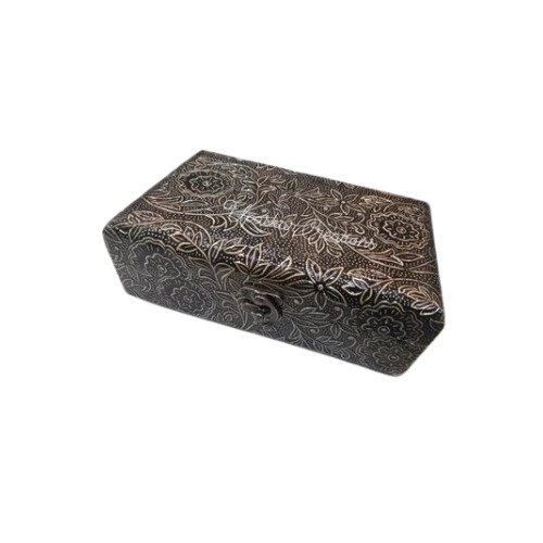 Mango Wood Jewellery Box - 8x5x2.5 inches, Brown | Eco-Friendly, Printed Design, Perfect for Earrings and Rings