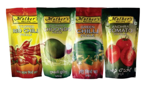 Pickle Packaging Pouches - Plastic Standup Pouch, Printed Glossy Finish, Heat Sealed Closure