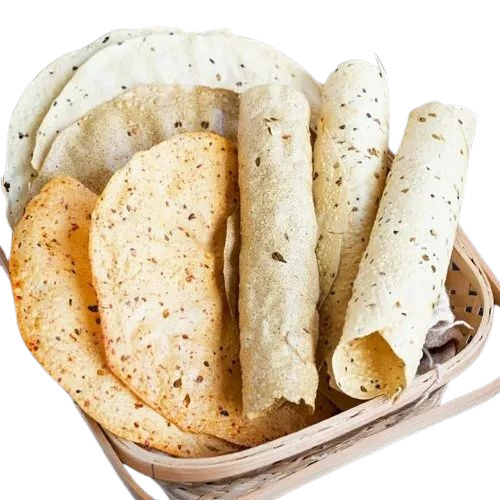 Punjabi Spicy Papad - Round Dried Snack, Yellow Color, Flavorful And Solid Form, Ideal For All Ages, 3 Months Shelf Life