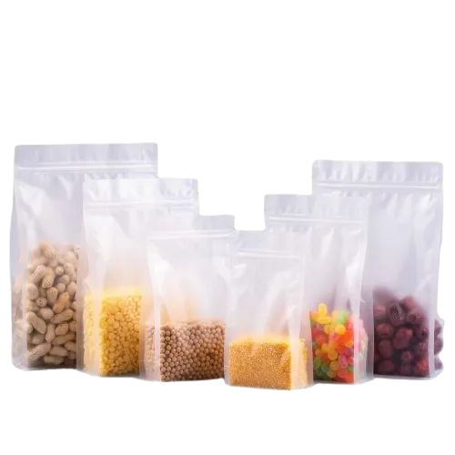 Standup Zipper Pouch - Plastic Material,  Transparent Color | Versatile Packaging Solution for Various Applications