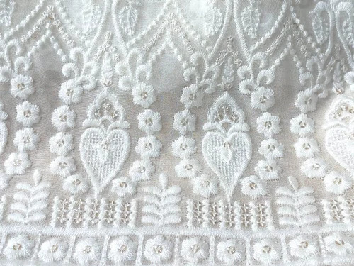 Thread Work Designer Daman Embroidery Fabric - Dry Clean Only, Various Colors | Embroidered Texture, Ideal for Clothing and Fashion Accessories