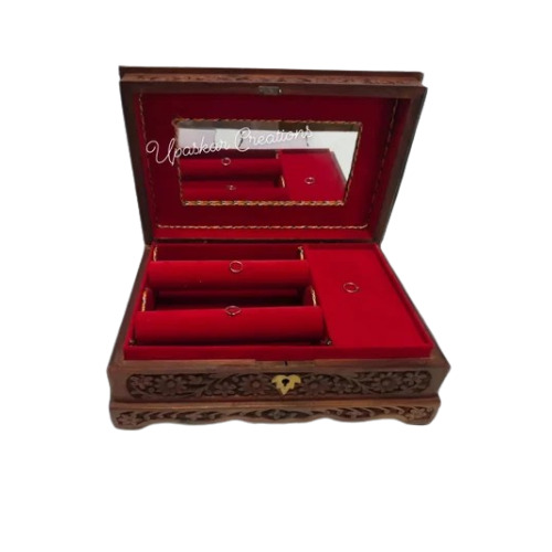 Wooden Bangle Box - Carved Brown Eco-Friendly Wood, 12x8x4.75 Inches | Traditional Buffed Finish, Jewelry Storage