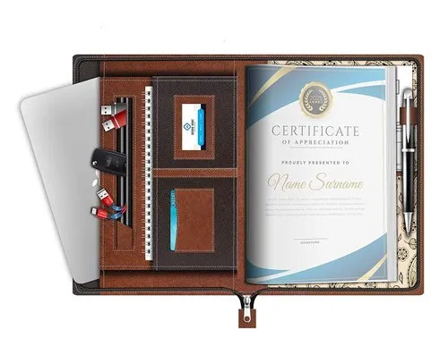 Leatherette File - Leather, Brown | Durable, Elegant Design with Smooth Textured Finish, Lightweight, Portable, Organized Professional Look, High-Quality Stitching