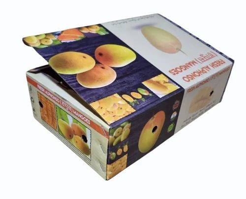 Mango Packaging Box - Corrugated Paper, 140x190x90 mm, Rectangular, 20 Kg Capacity, Multi Color , 3 Ply Construction, 125 GSM